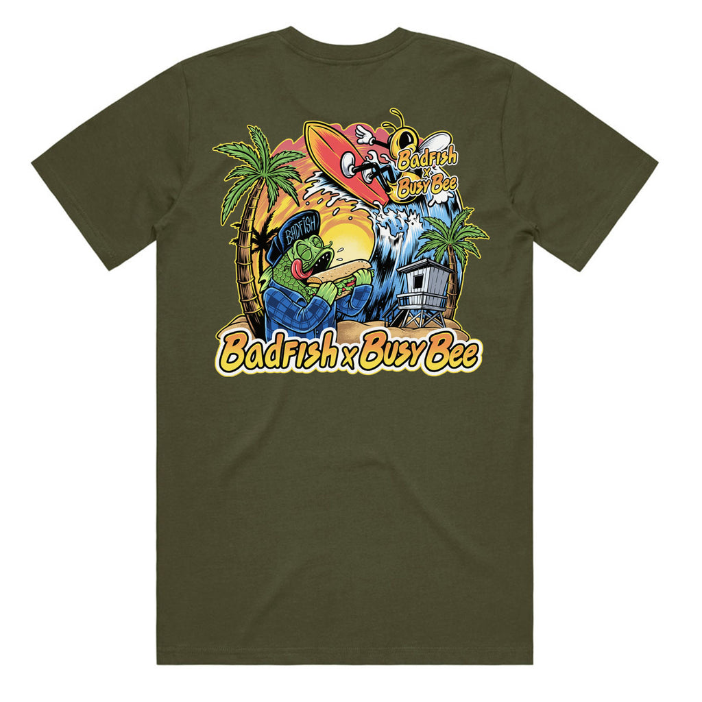 Badfish X Busy Bee Army Green Tee